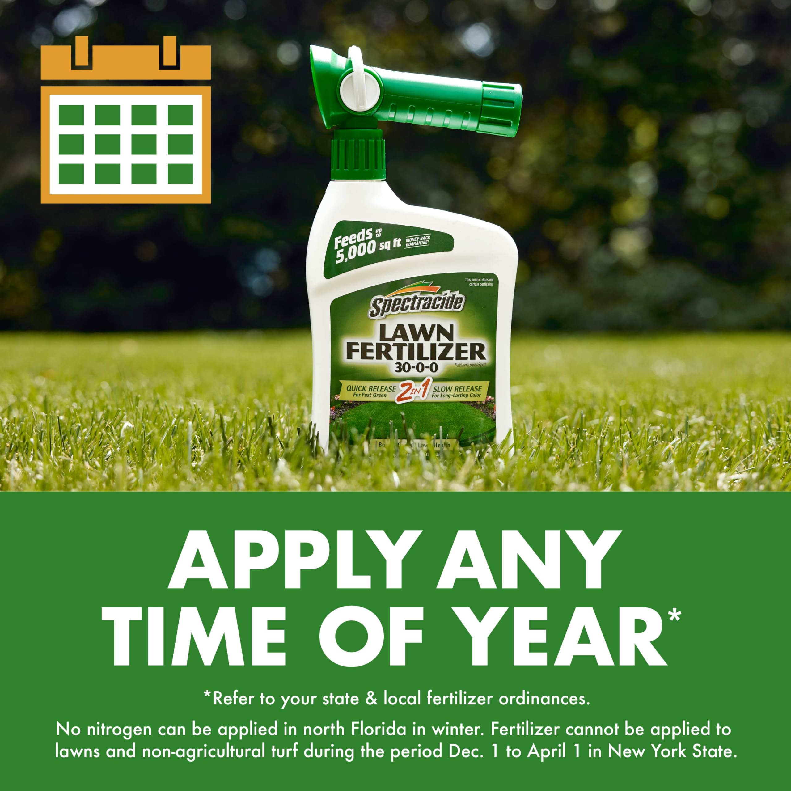 Spectracide Lawn Fertilizer 30-0-0, 3 Count, 2-in-1 Formula Boosts Overall Lawn Strength, Promotes Thick, Green Growth Without Burning - Image 4